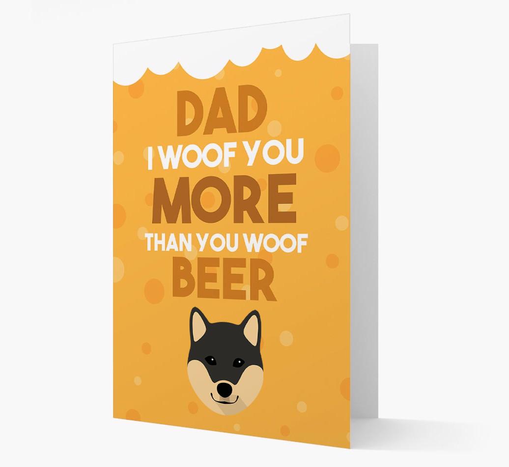 'Woof you more than you woof Beer' Card with {breedFullName} Icon