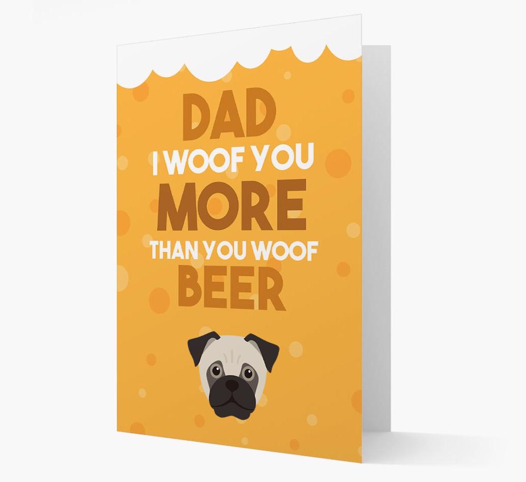 'Woof you more than you woof Beer' Card with {breedFullName} Icon