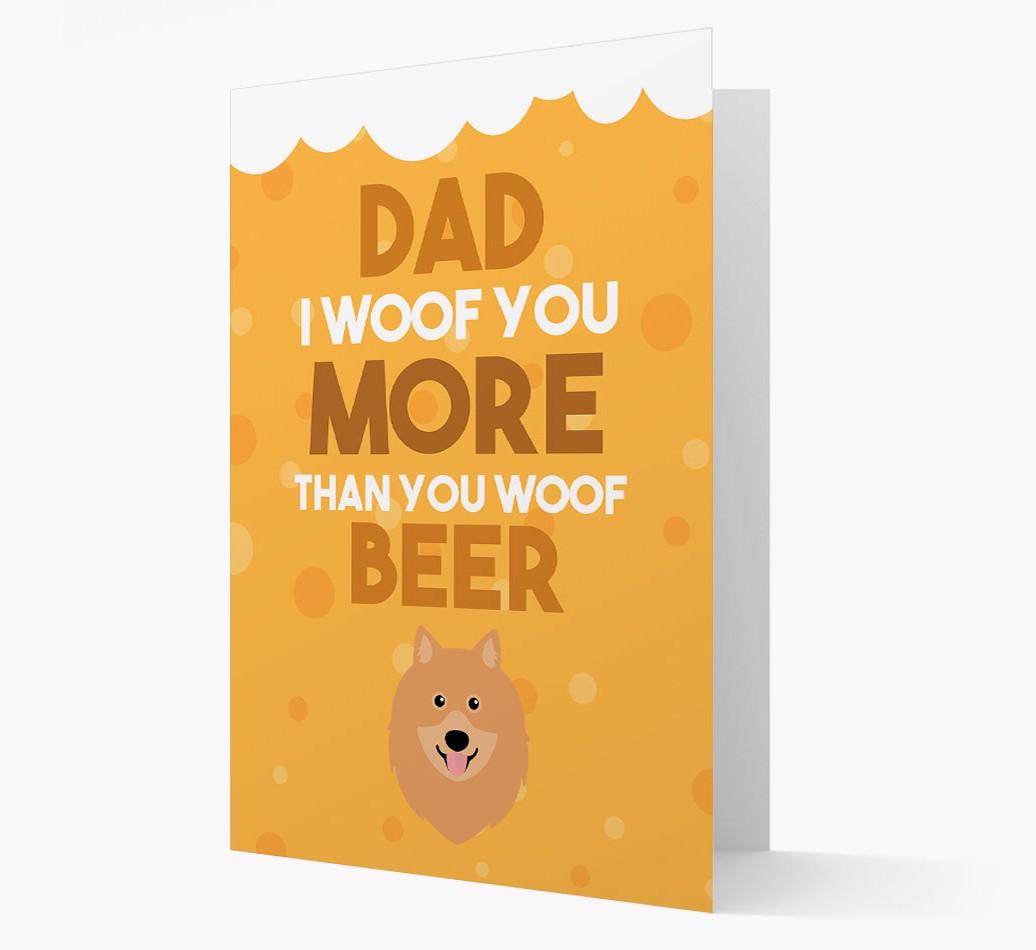 'Woof you more than you woof Beer' Card with {breedFullName} Icon