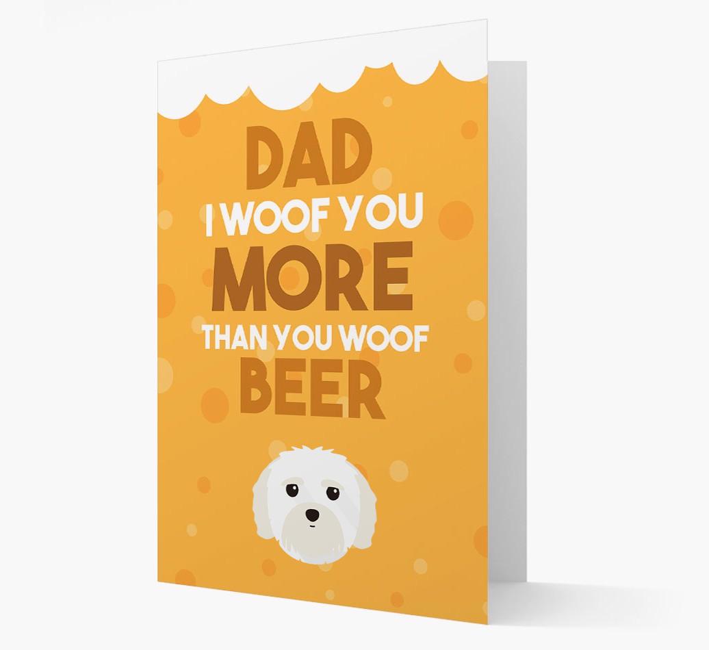 'Woof you more than you woof Beer' Card with {breedFullName} Icon