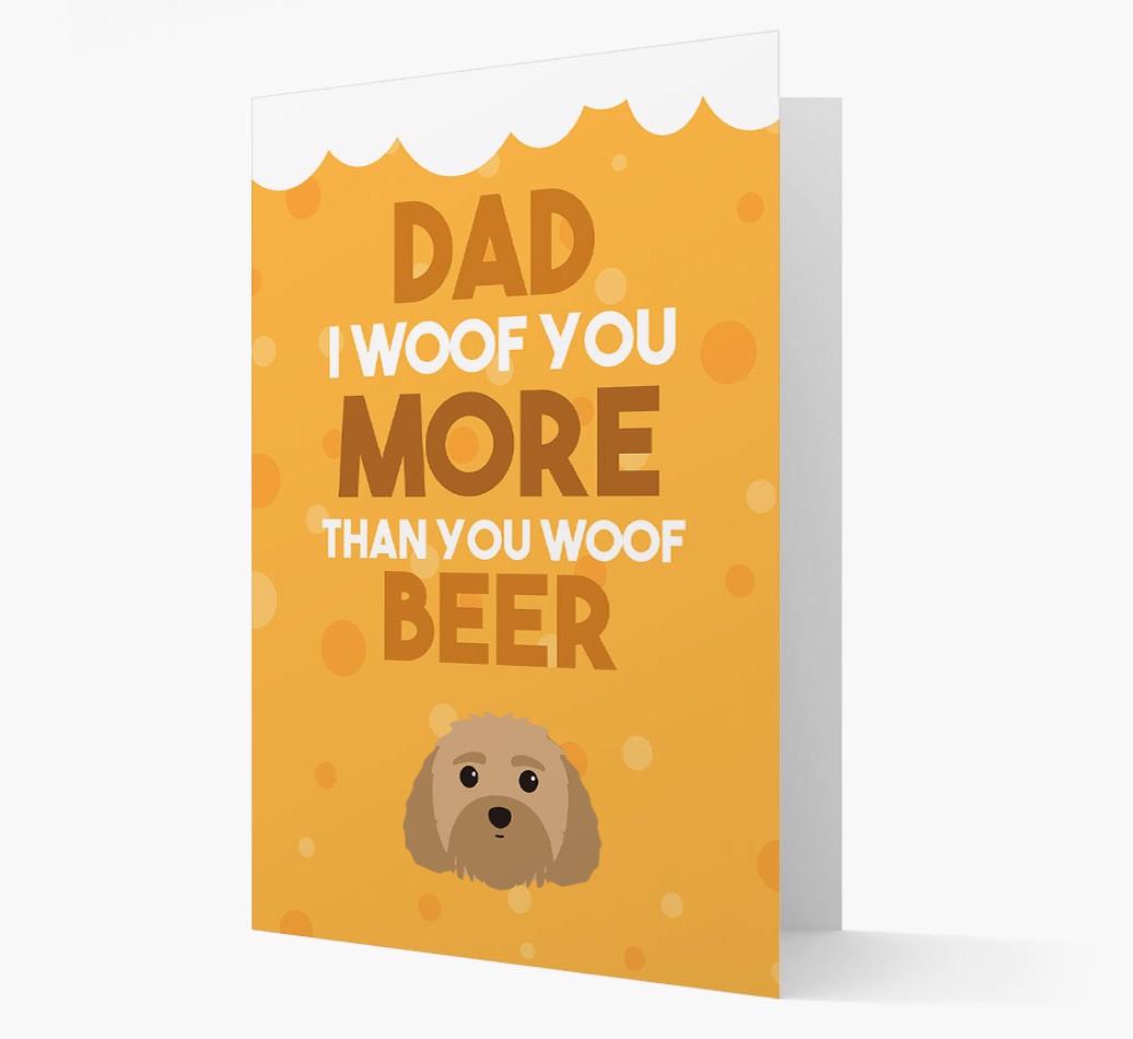 'Woof you more than you woof Beer' Card with {breedFullName} Icon