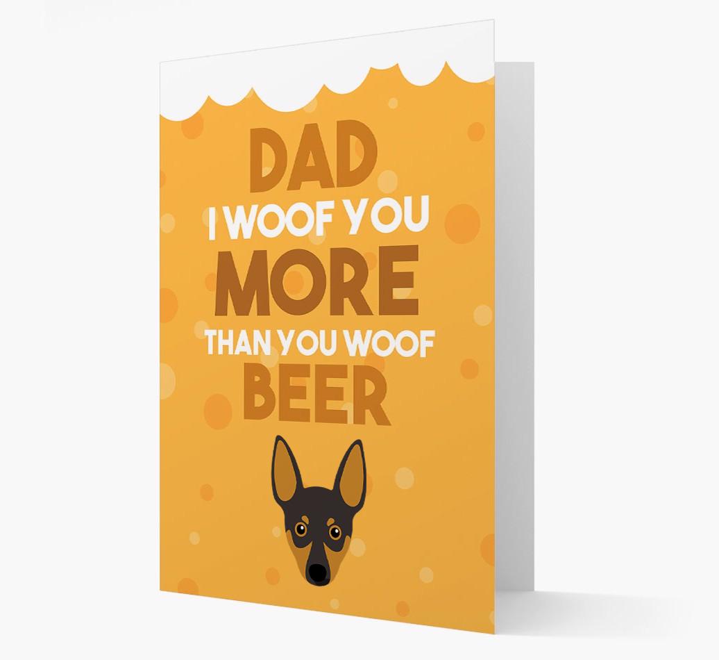 'Woof you more than you woof Beer' Card with {breedFullName} Icon