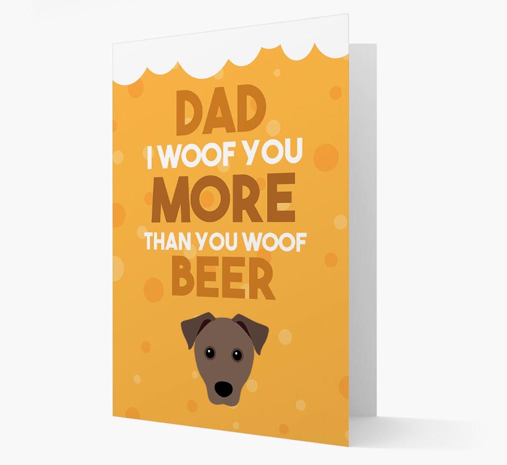 'Woof you more than you woof Beer' Card with {breedFullName} Icon