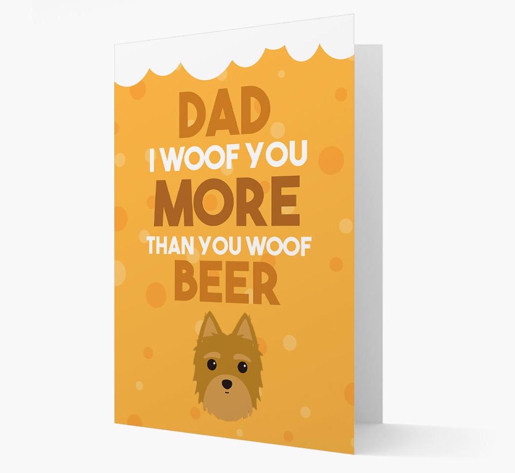 'Woof you more than you woof Beer' Card with {breedFullName} Icon