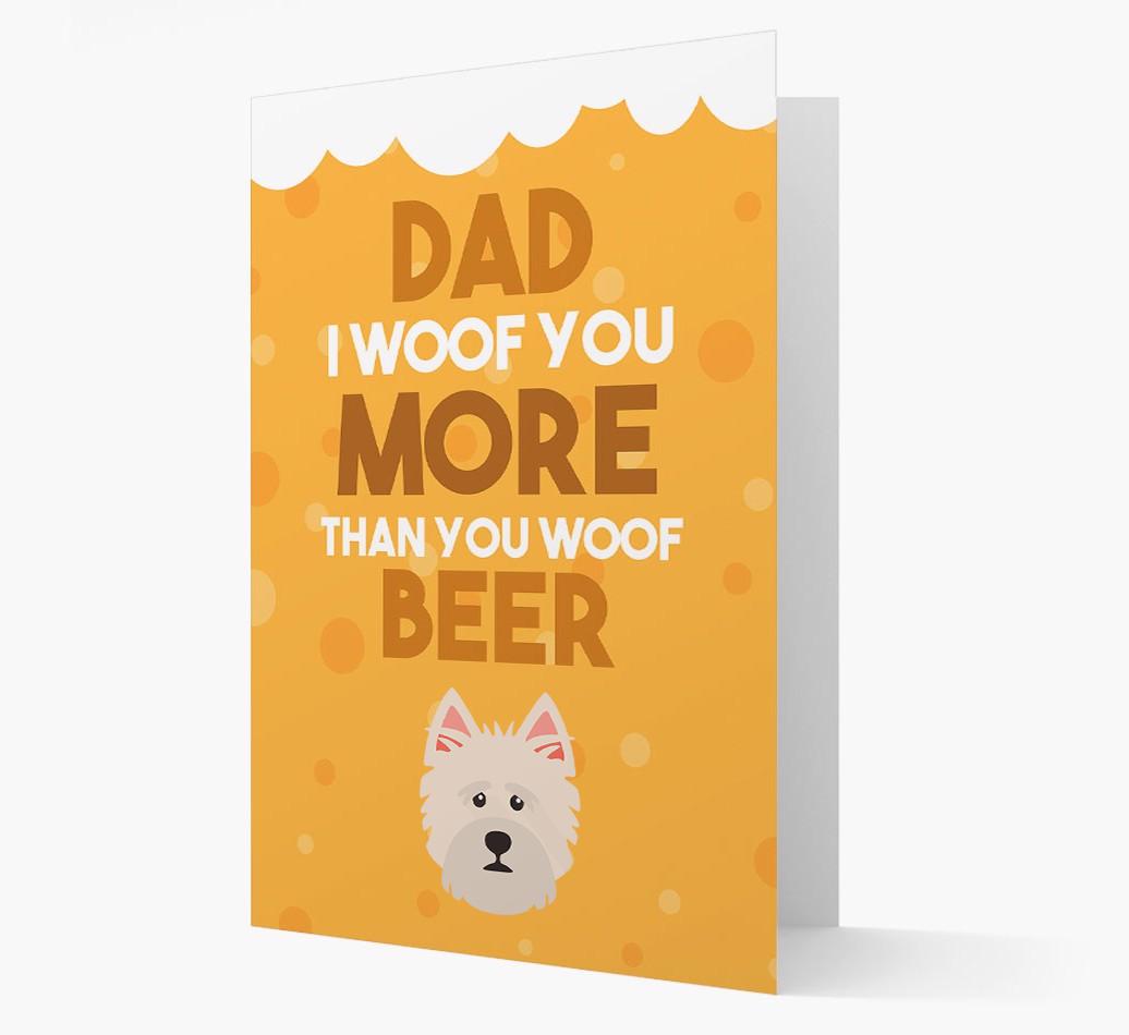 'Woof you more than you woof Beer' Card with {breedFullName} Icon