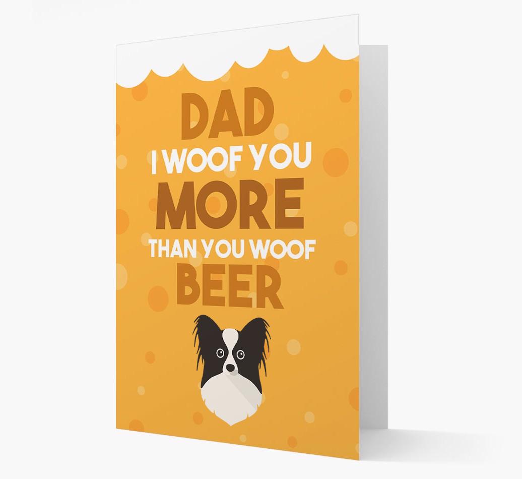 'Woof you more than you woof Beer' Card with {breedFullName} Icon