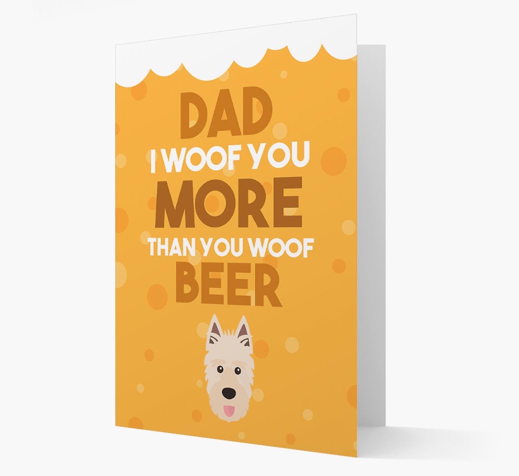 'Woof you more than you woof Beer' Card with {breedFullName} Icon