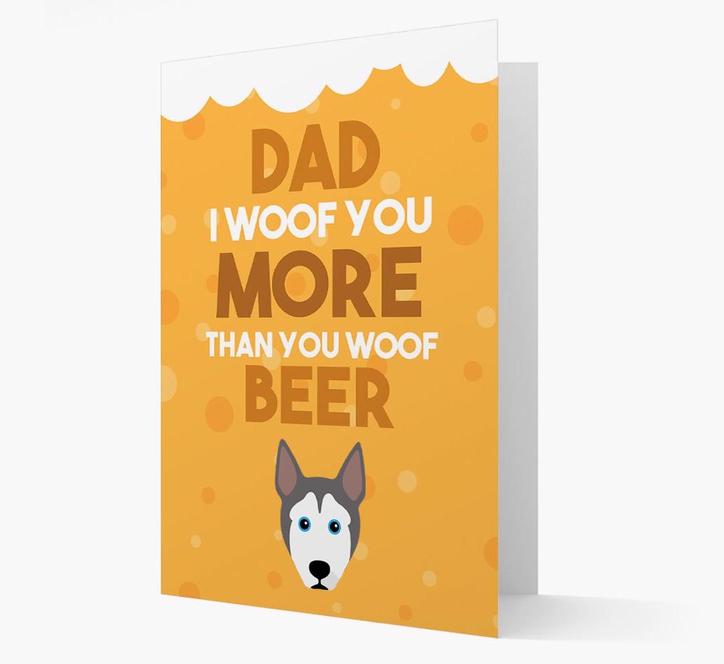 'Woof you more than you woof Beer' Card with {breedFullName} Icon