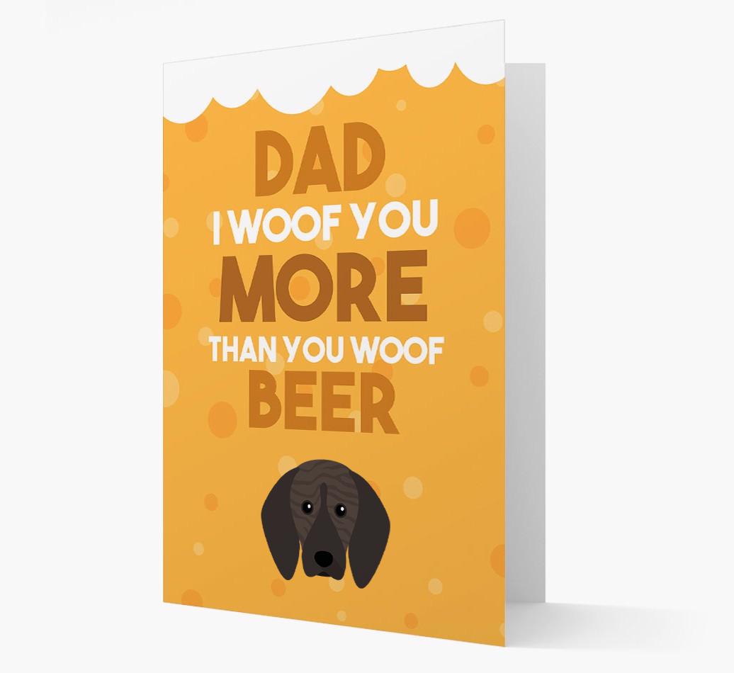 'Woof you more than you woof Beer' Card with {breedFullName} Icon