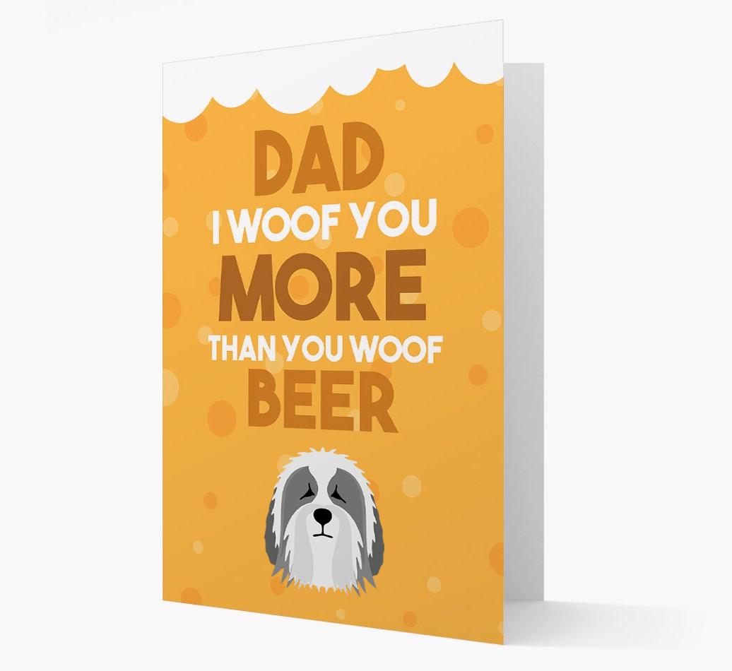 'Woof you more than you woof Beer' Card with {breedFullName} Icon