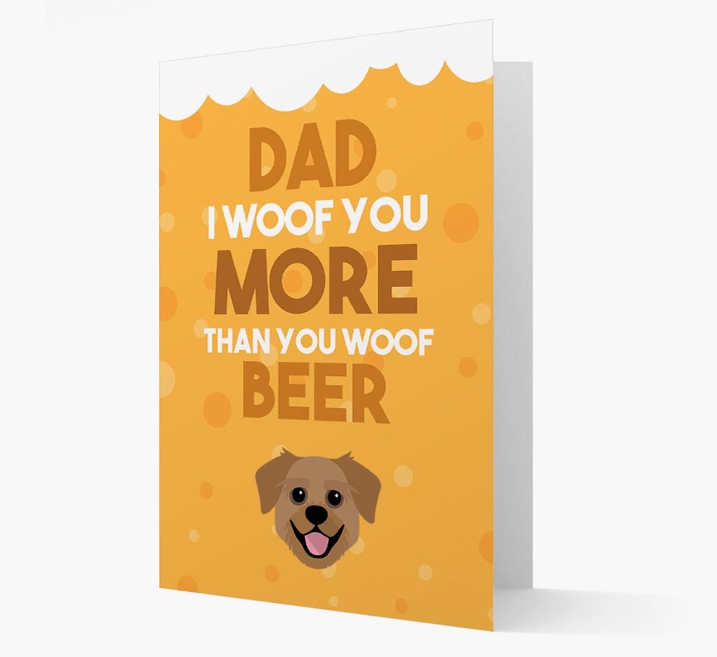 'Woof you more than you woof Beer' Card with {breedFullName} Icon