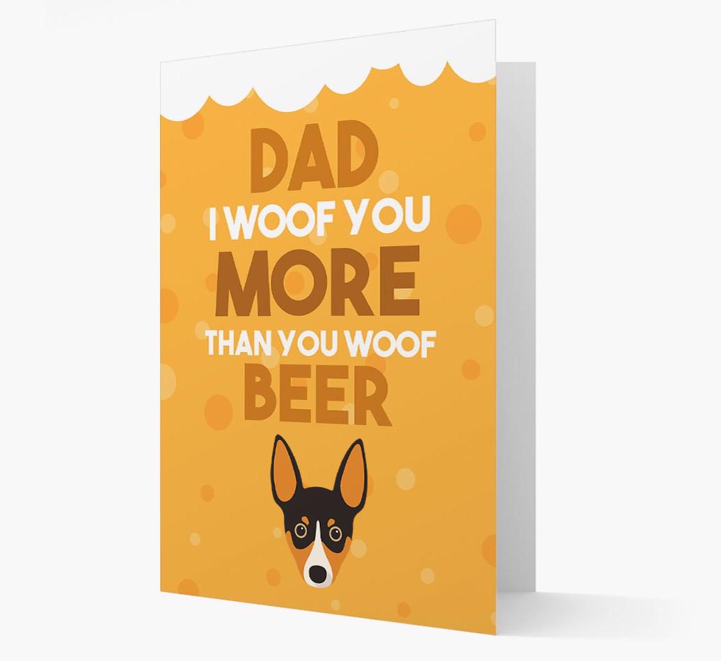 'Woof you more than you woof Beer' Card with {breedFullName} Icon