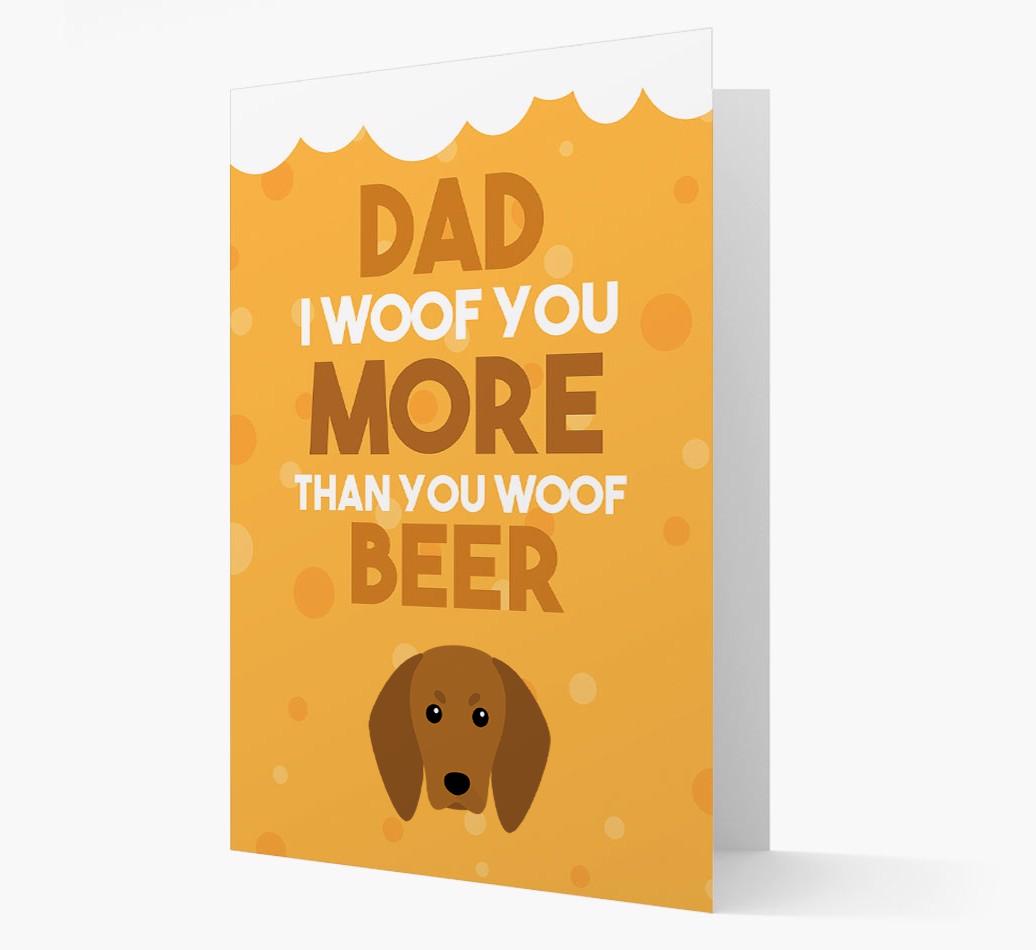 'Woof you more than you woof Beer' Card with {breedFullName} Icon