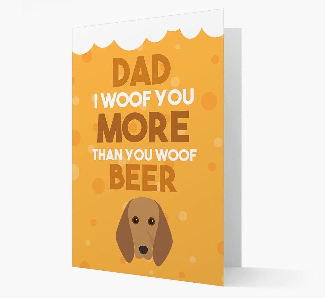 'Woof you more than you woof Beer' Card with {breedFullName} Icon