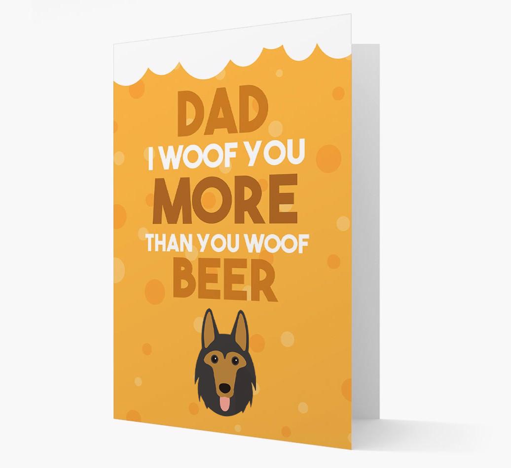 'Woof you more than you woof Beer' Card with {breedFullName} Icon