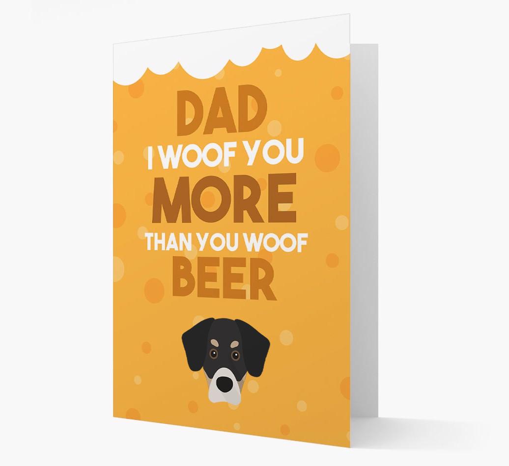 'Woof you more than you woof Beer' Card with {breedFullName} Icon
