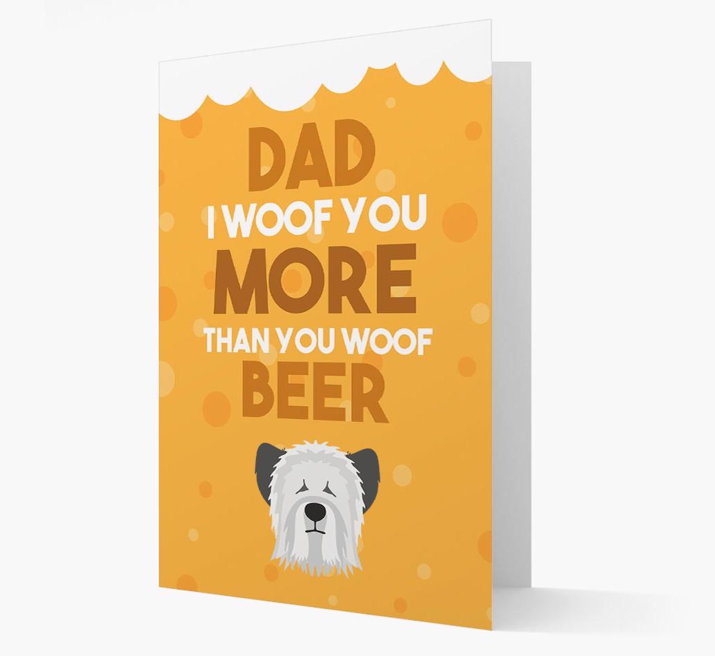 'Woof you more than you woof Beer' Card with {breedFullName} Icon
