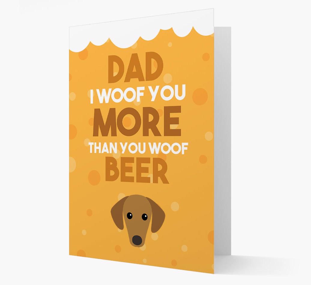 'Woof you more than you woof Beer' Card with {breedFullName} Icon