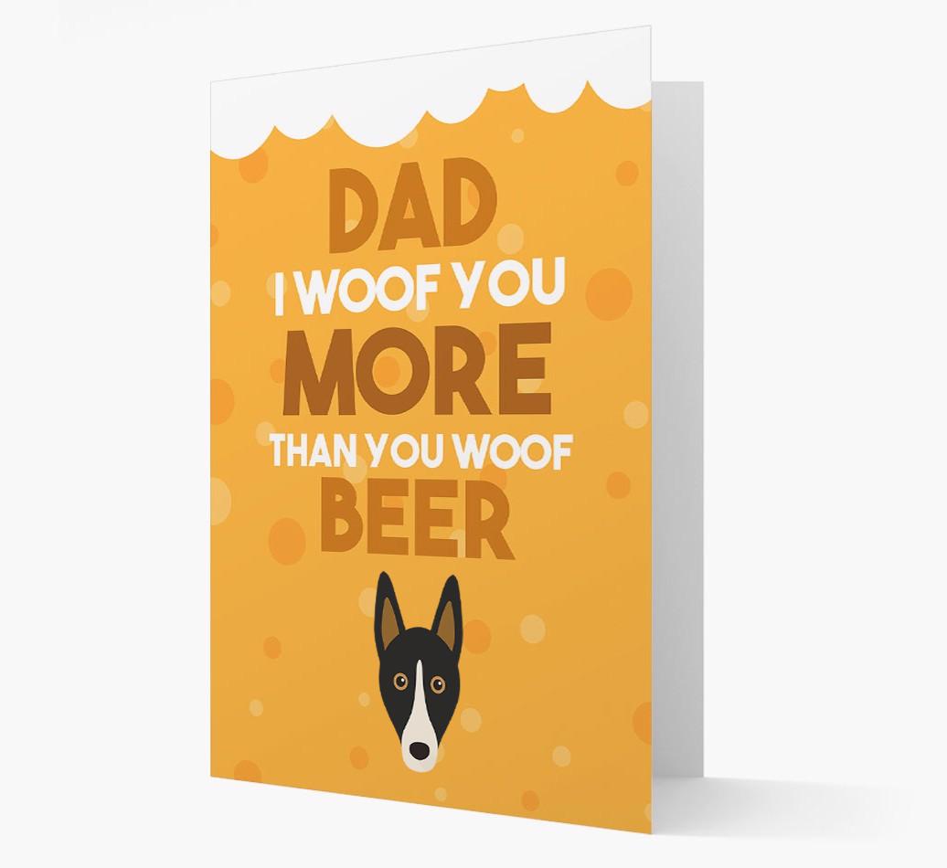 'Woof you more than you woof Beer' Card with {breedFullName} Icon