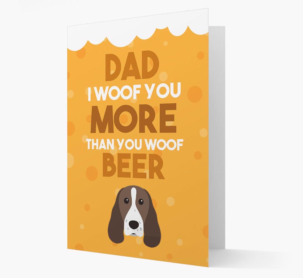 'Woof you more than you woof Beer' Card with {breedFullName} Icon