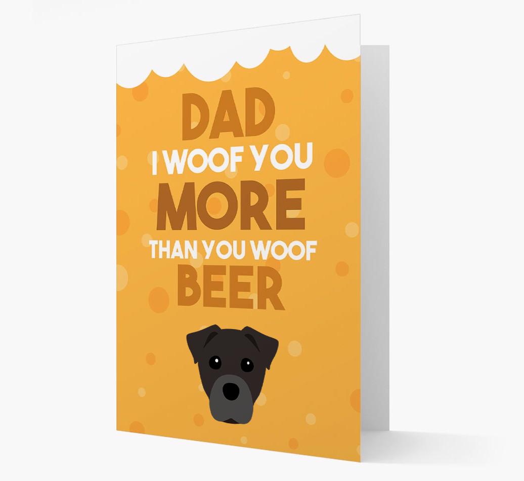 'Woof you more than you woof Beer' Card with {breedFullName} Icon