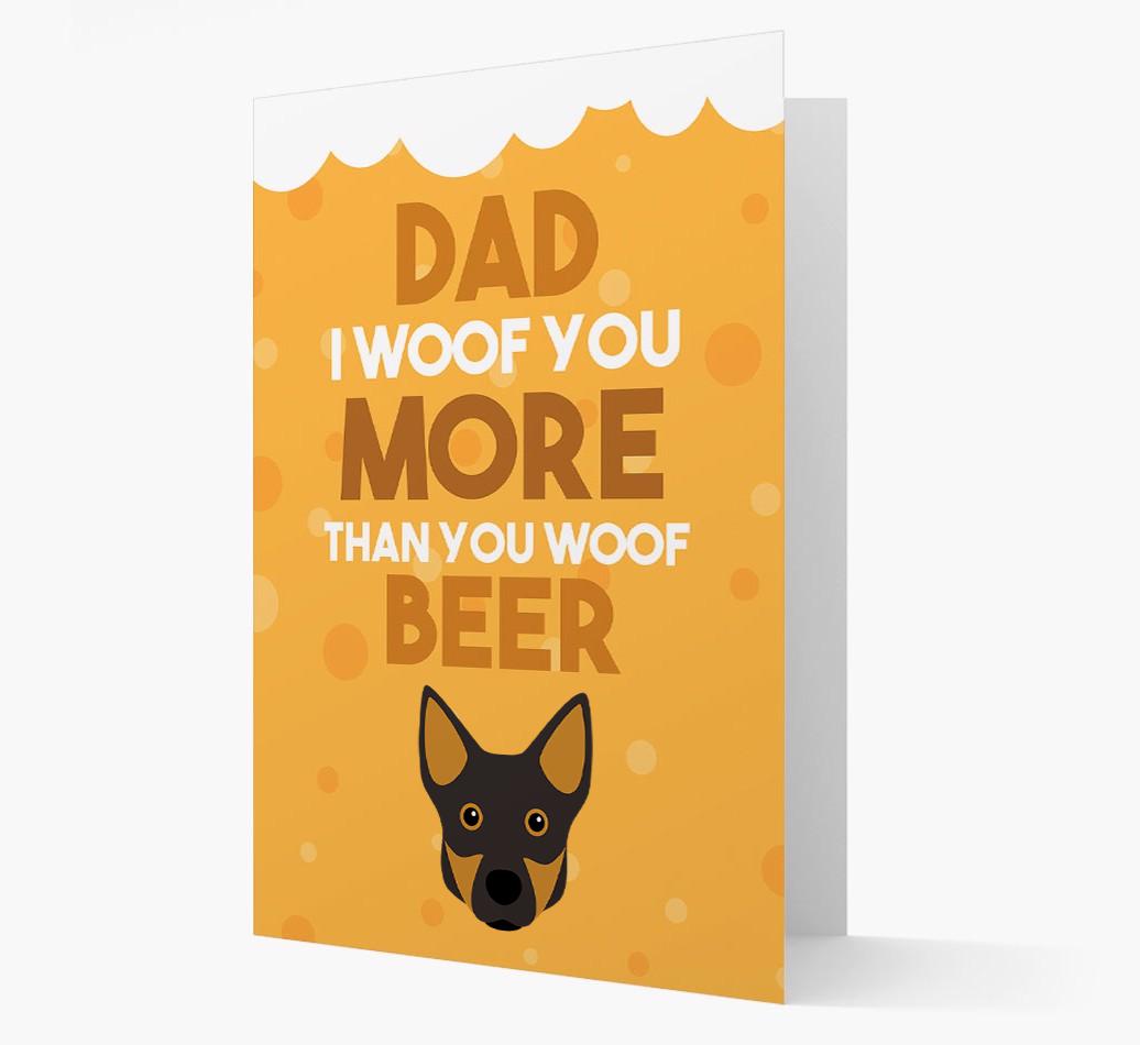 'Woof you more than you woof Beer' Card with {breedFullName} Icon