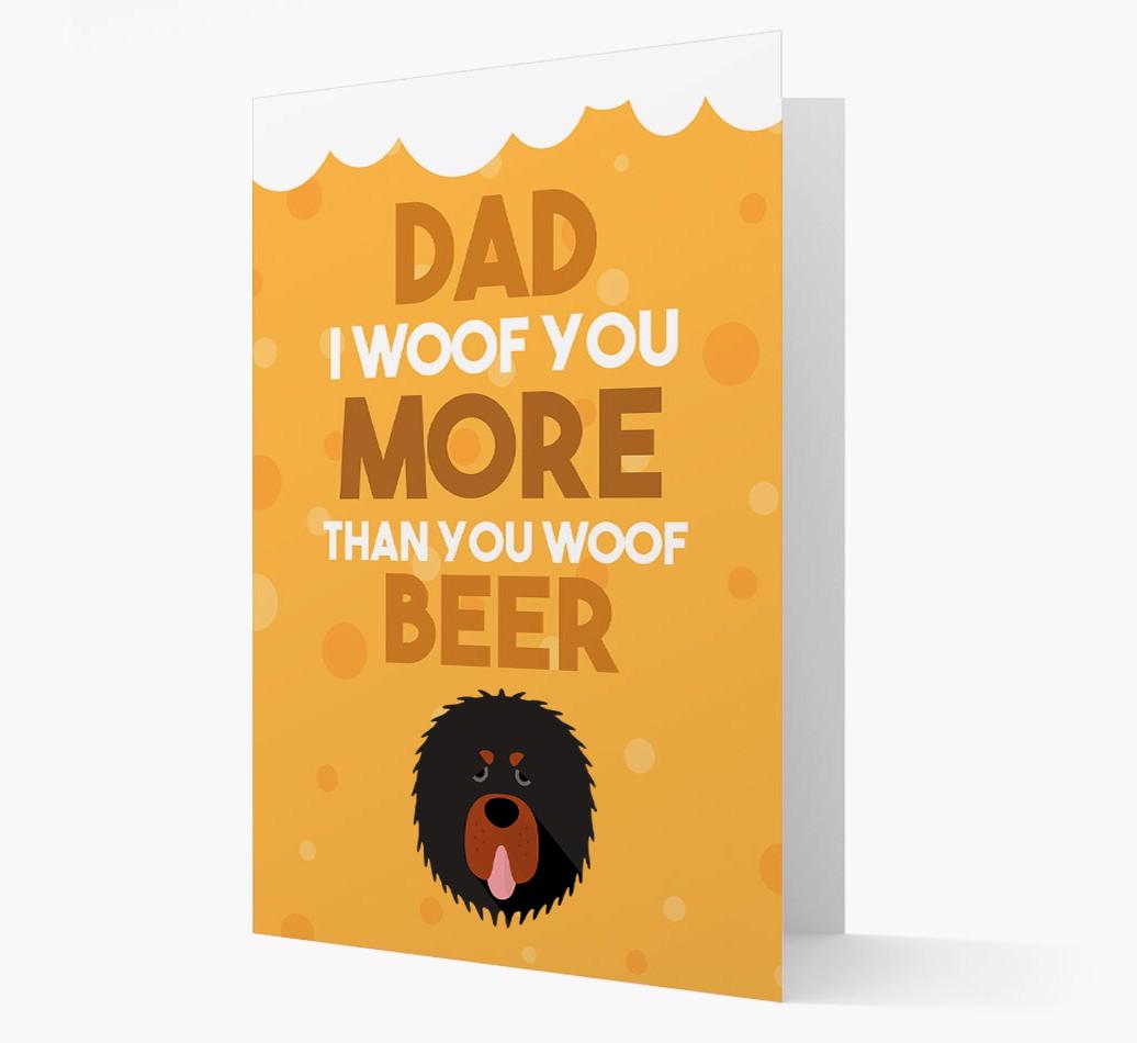 'Woof you more than you woof Beer' Card with {breedFullName} Icon