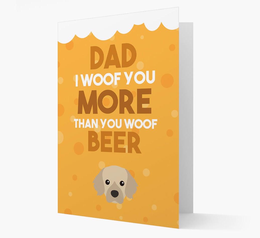 'Woof you more than you woof Beer' Card with {breedFullName} Icon