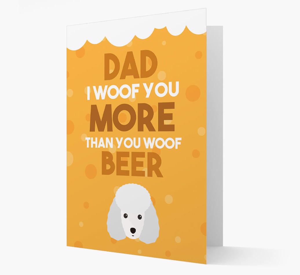 'Woof you more than you woof Beer' Card with {breedFullName} Icon