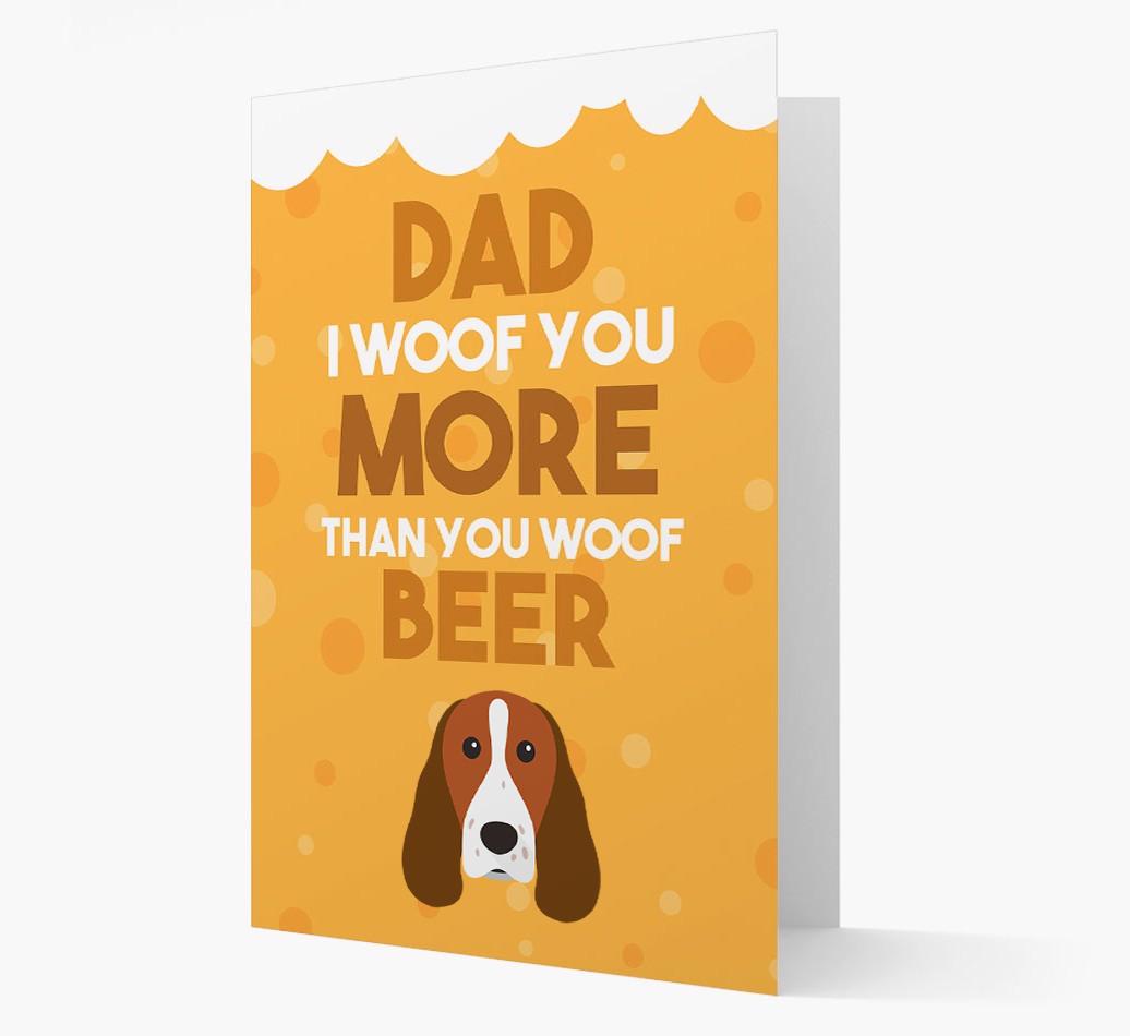 'Woof you more than you woof Beer' Card with {breedFullName} Icon