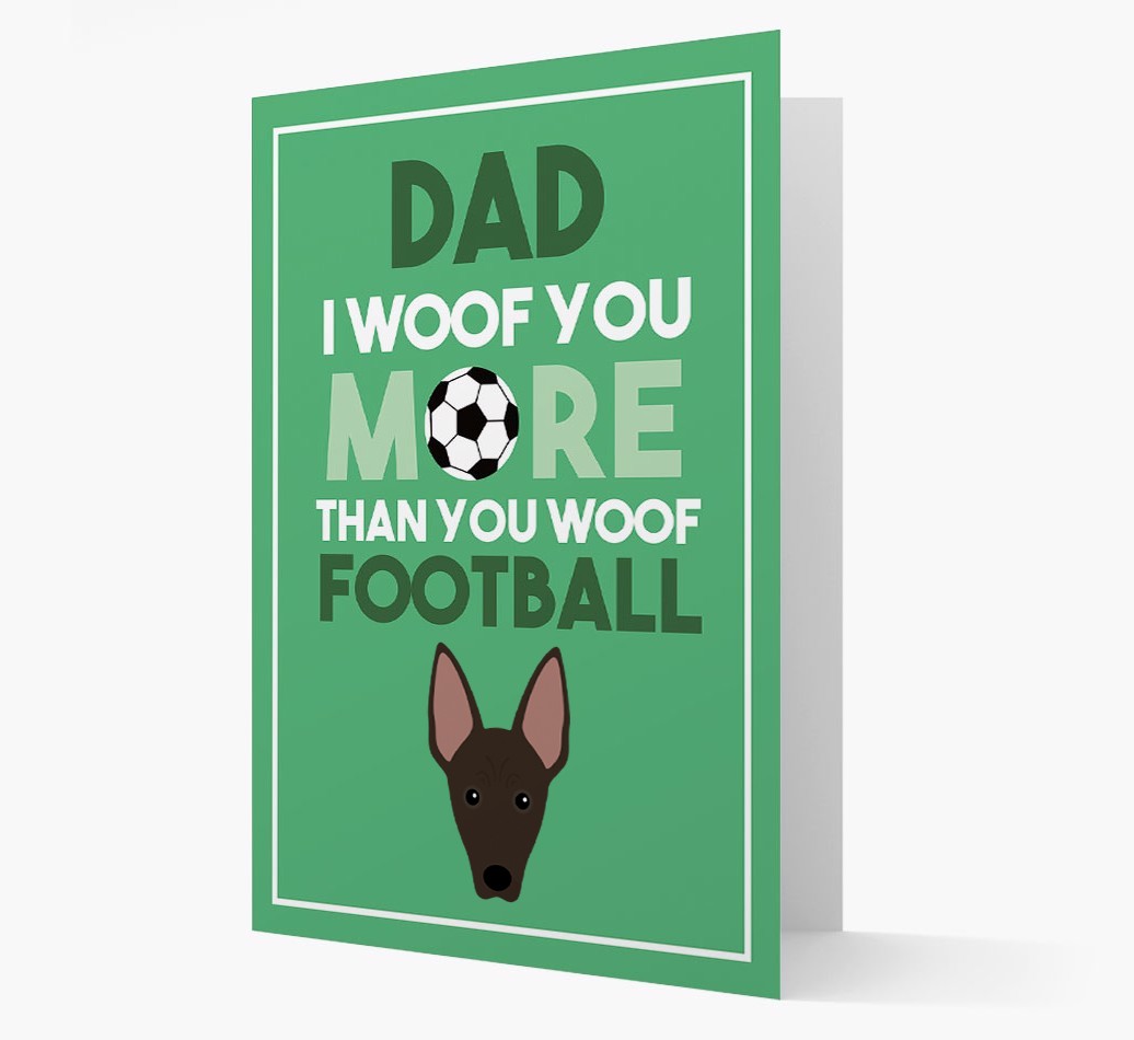 'Woof you more than you woof Football' Card with {breedFullName} Icon