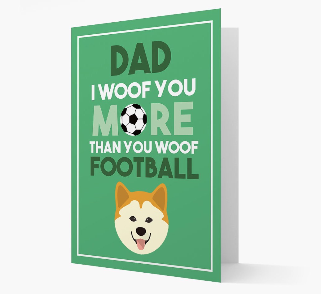 'Woof you more than you woof Football' Card with {breedFullName} Icon