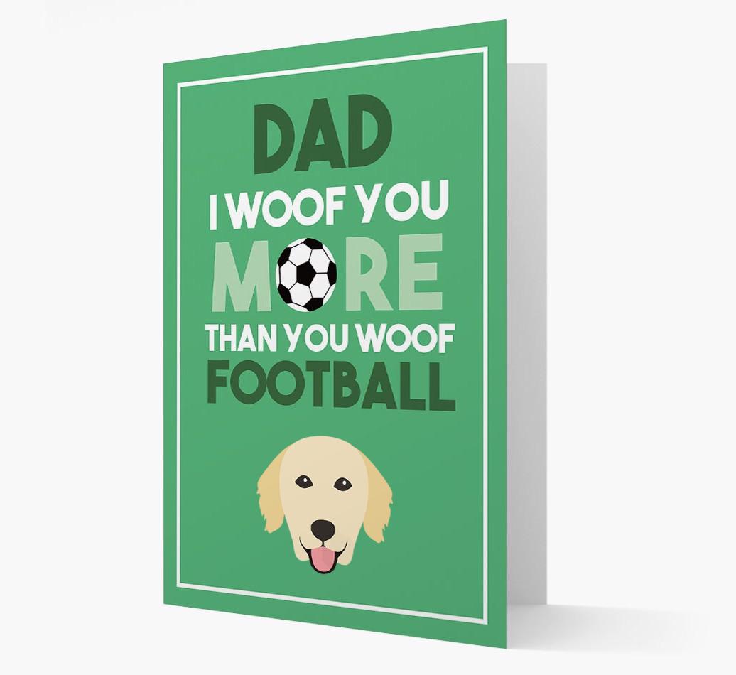 'Woof you more than you woof Football' Card with {breedFullName} Icon