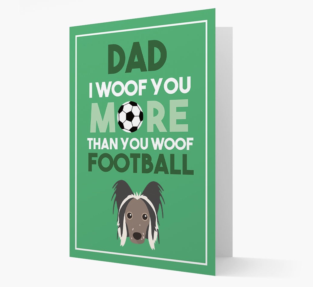 'Woof you more than you woof Football' Card with {breedFullName} Icon