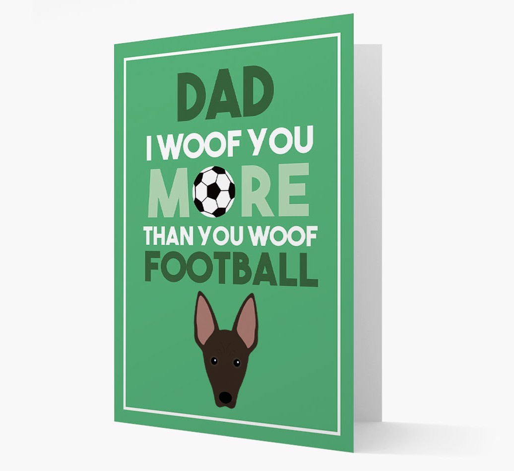 'Woof you more than you woof Football' Card with {breedFullName} Icon