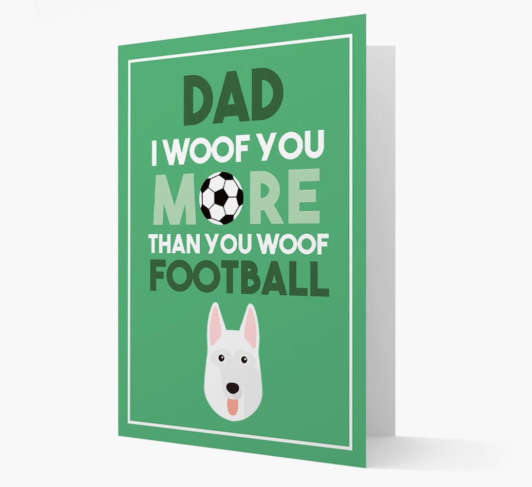 'Woof you more than you woof Football' Card with {breedFullName} Icon