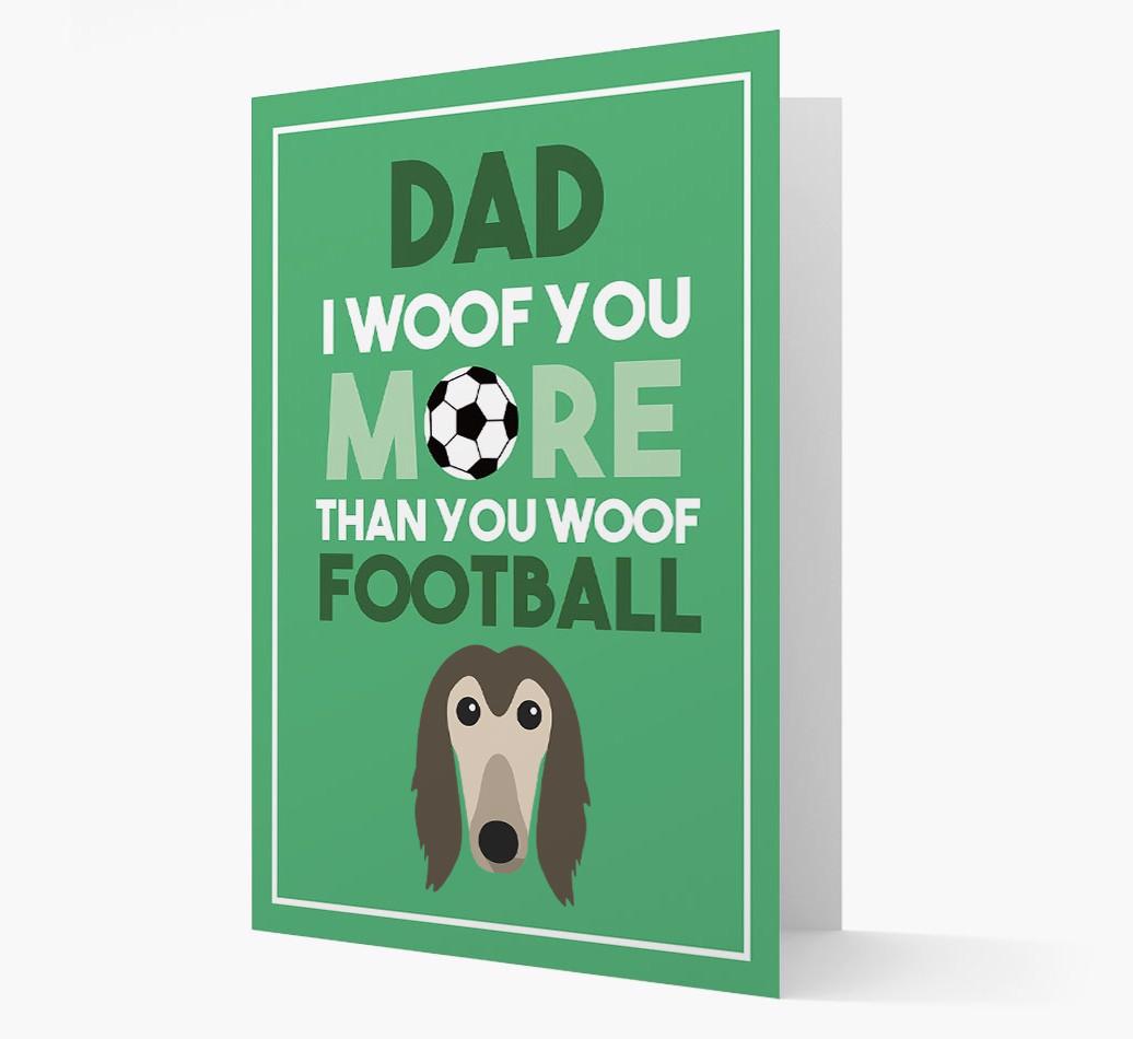 'Woof you more than you woof Football' Card with {breedFullName} Icon