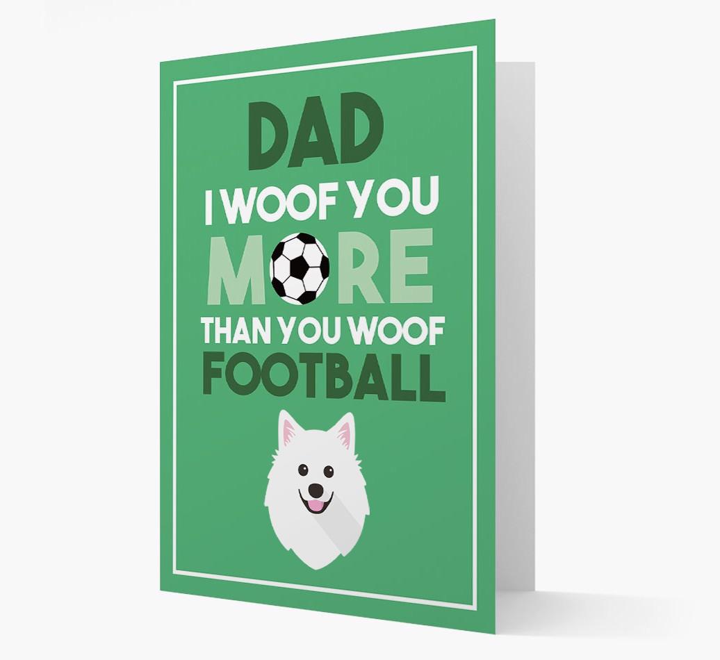 'Woof you more than you woof Football' Card with {breedFullName} Icon