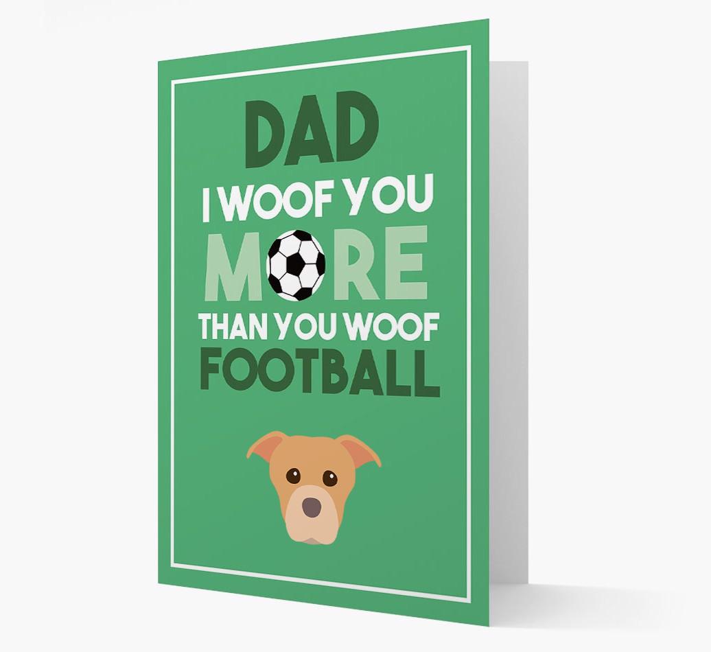 'Woof you more than you woof Football' Card with {breedFullName} Icon