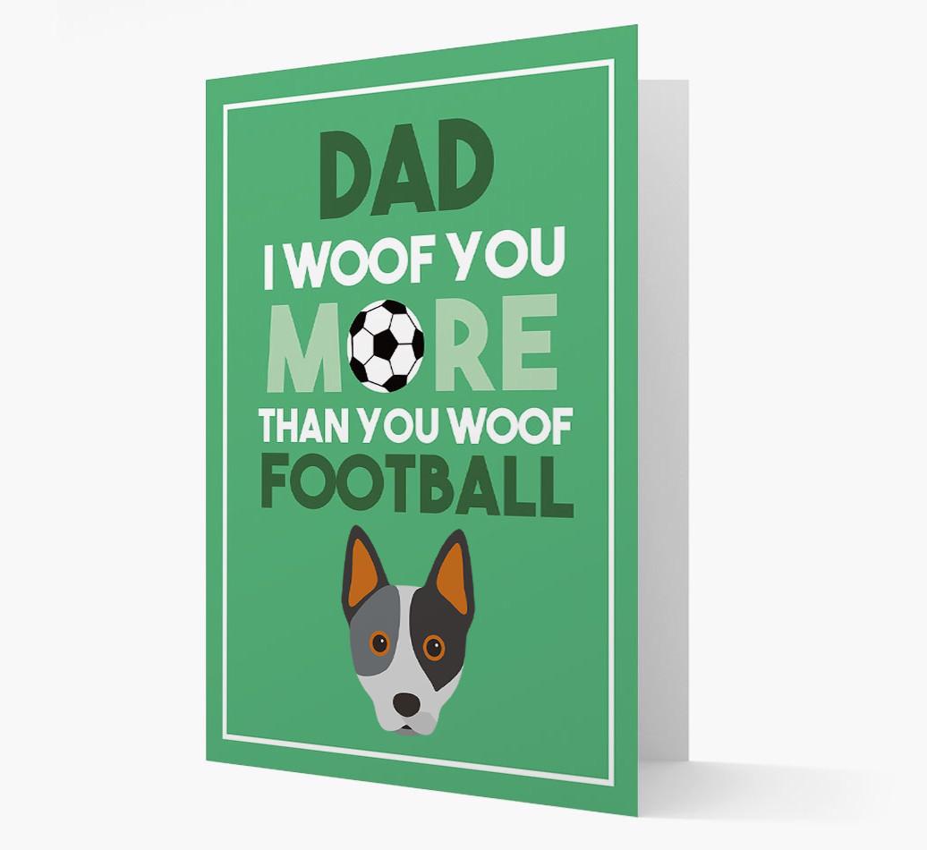 'Woof you more than you woof Football' Card with {breedFullName} Icon