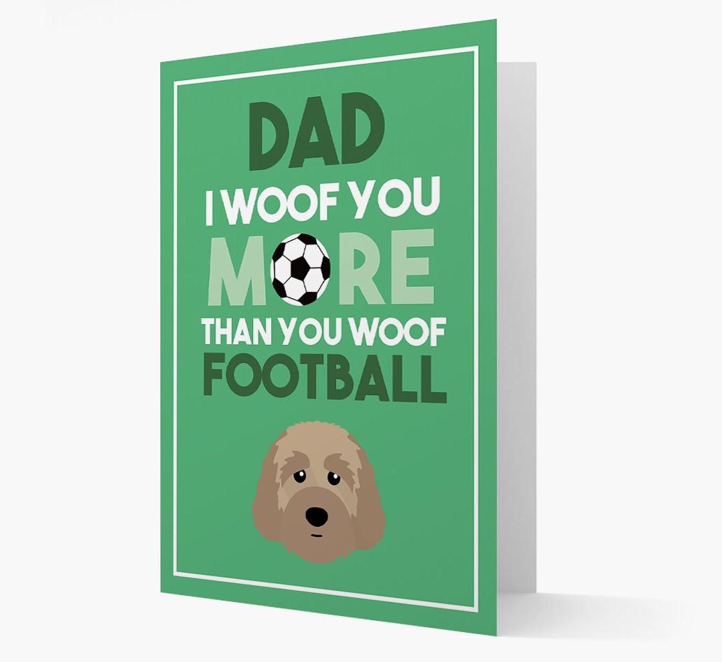 'Woof you more than you woof Football' Card with {breedFullName} Icon