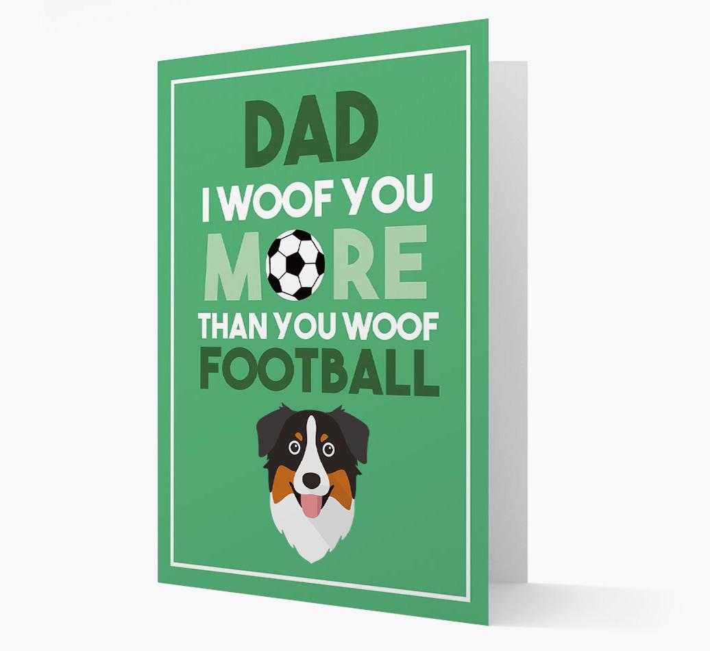 'Woof you more than you woof Football' Card with {breedFullName} Icon