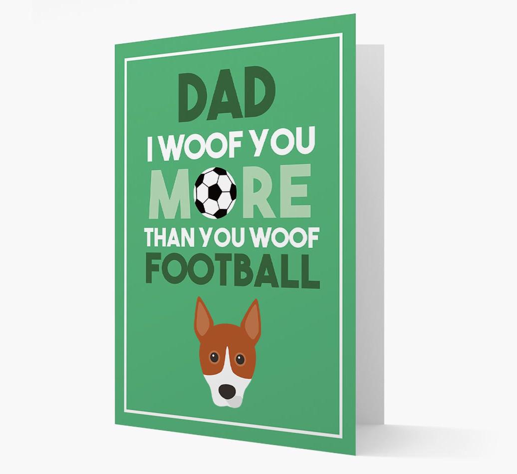 'Woof you more than you woof Football' Card with {breedFullName} Icon