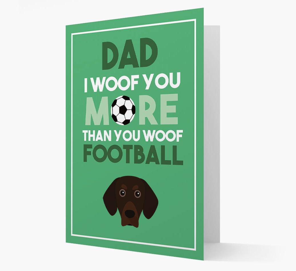 'Woof you more than you woof Football' Card with {breedFullName} Icon