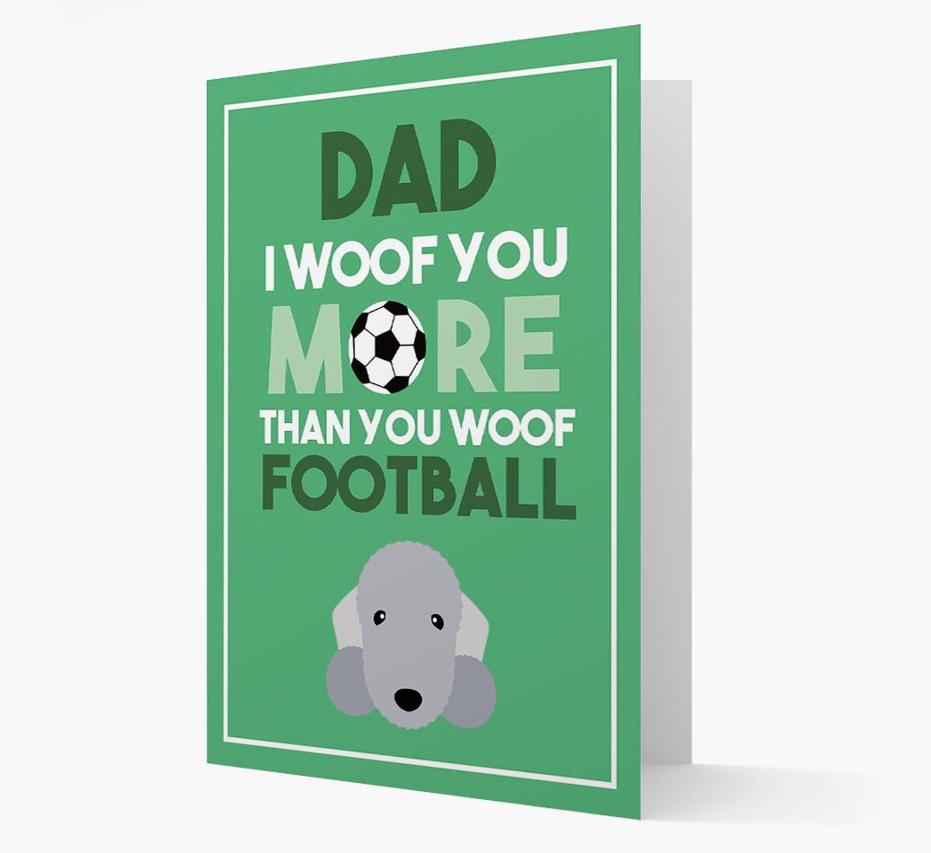 'Woof you more than you woof Football' Card with {breedFullName} Icon