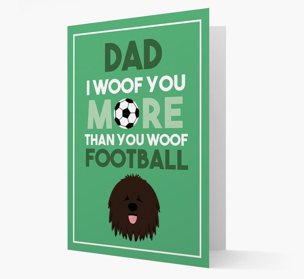 'Woof you more than you woof Football' Card with {breedFullName} Icon
