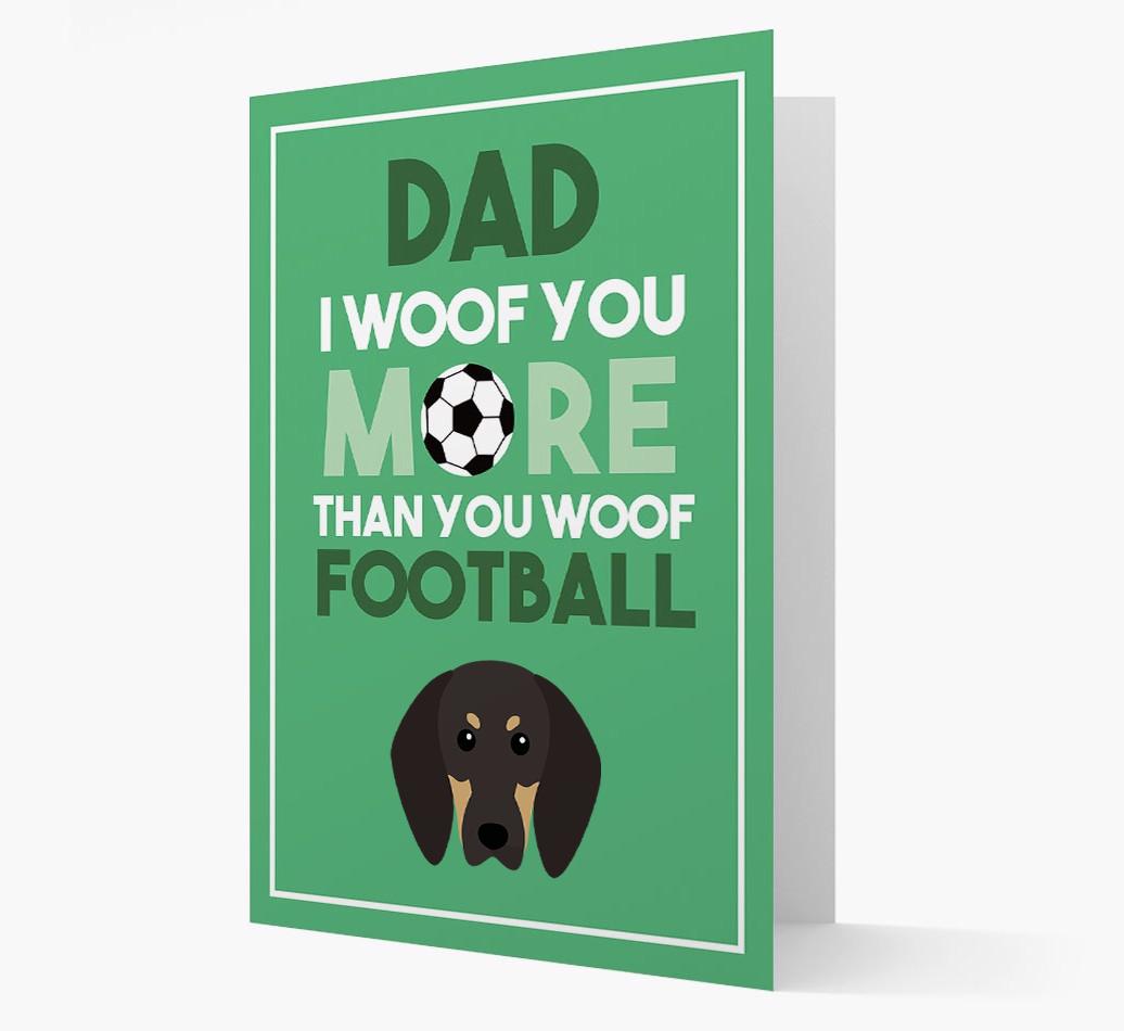 'Woof you more than you woof Football' Card with {breedFullName} Icon