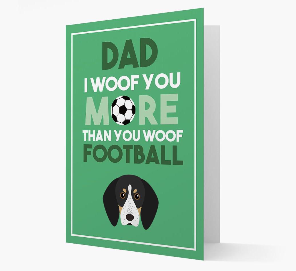 'Woof you more than you woof Football' Card with {breedFullName} Icon