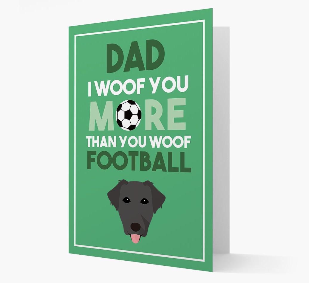 'Woof you more than you woof Football' Card with {breedFullName} Icon
