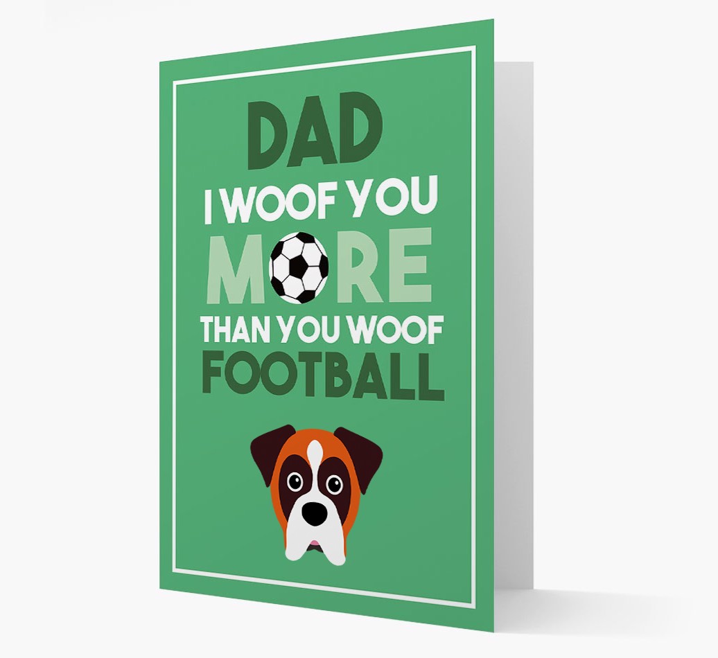 'Woof you more than you woof Football' Card with {breedFullName} Icon